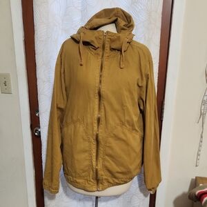 Pull&Bear Mustard Brown Hooded  Utility Jacket FLAWED GEM! Size Large Wm's Mens